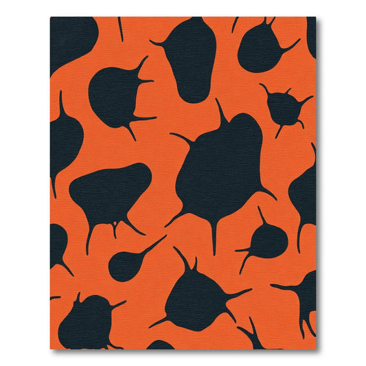 Orange Black Amorphous Organic Shapes Rug