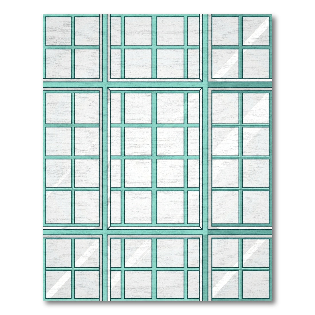 Teal Grid Window Pane Rug