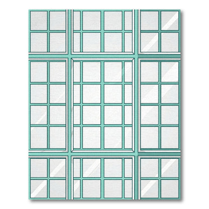 Teal Grid Window Pane Rug