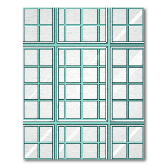 Teal Grid Window Pane Rug