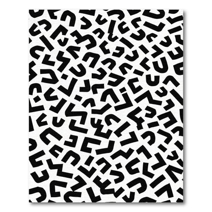 Black White Abstract Geometric Chaos Rug