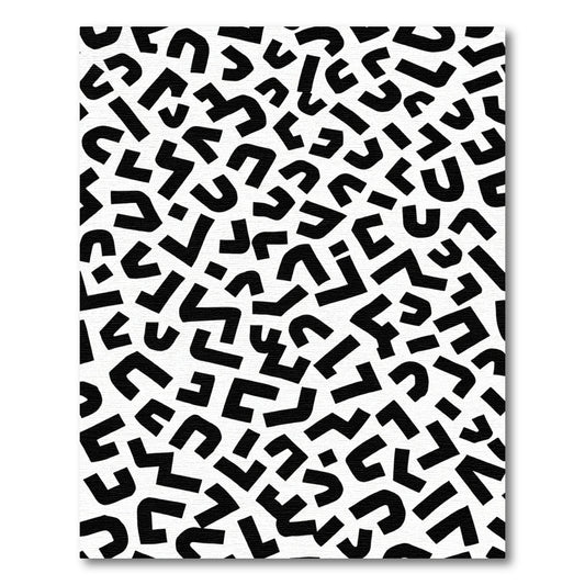 Black White Abstract Geometric Chaos Rug