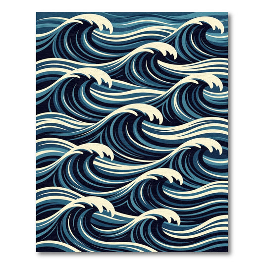 Classic Indigo Japanese Ocean Wave Rug