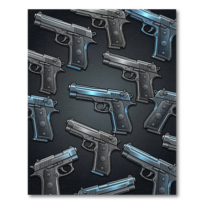Tactical Metallic Pistol Repeating Art Rug