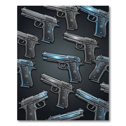 Tactical Metallic Pistol Repeating Art Rug