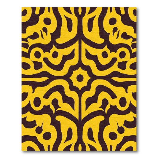 Bold Yellow Scrolling Vine Rug