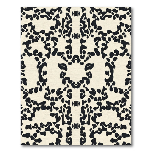 Abstract Black Ivory Organic Lace Rug