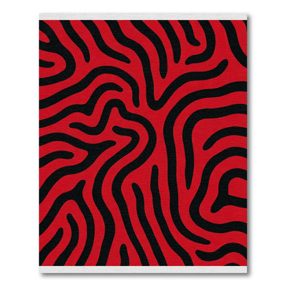 Bold Red Black Organic Lines Rug