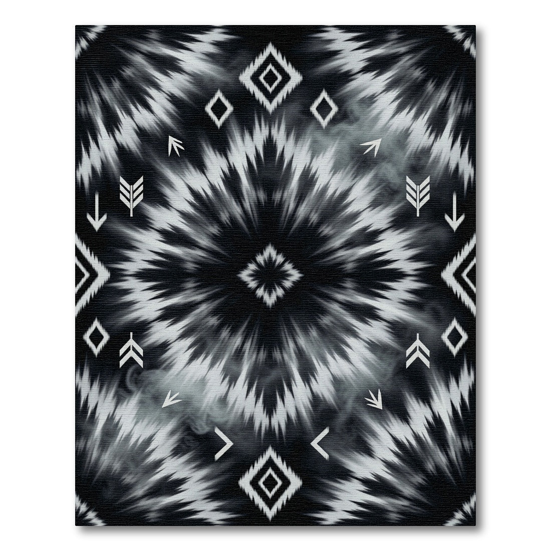 Monochromatic Tie-Dye Diamond Arrow Rug