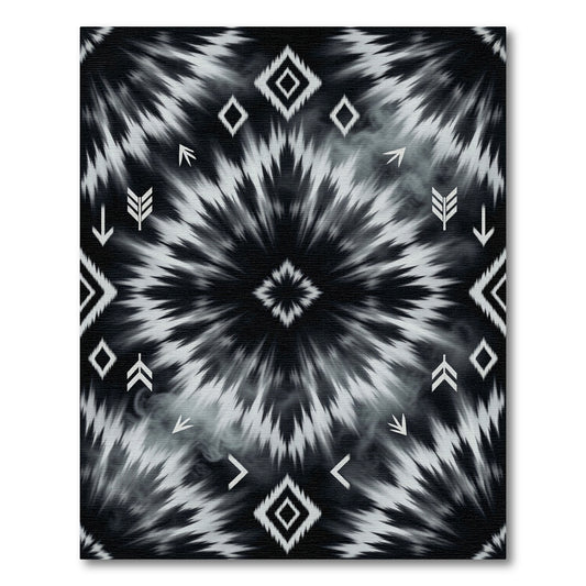 Monochromatic Tie-Dye Diamond Arrow Rug