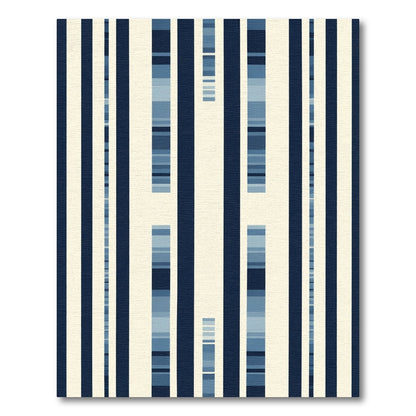 Deep Blue Modern Vertical Stripes Rug