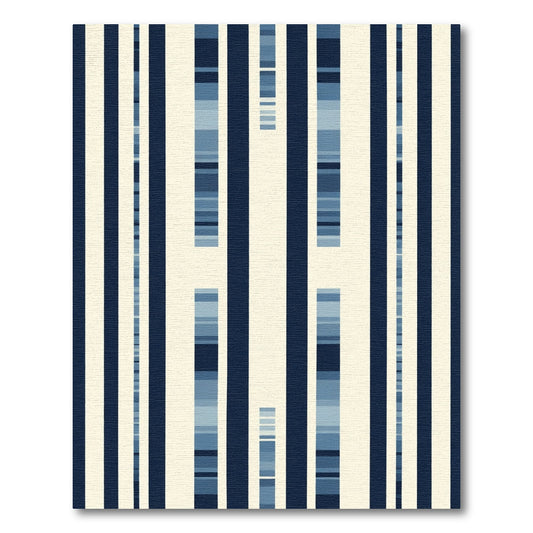 Deep Blue Modern Vertical Stripes Rug