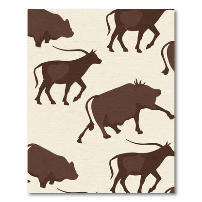 Brown Herd Silhouette Cave Painting Rug