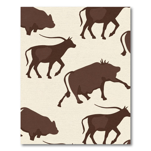 Brown Herd Silhouette Cave Painting Rug