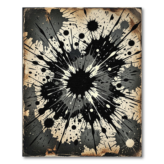 Dynamic Black Splash Explosion Art Rug