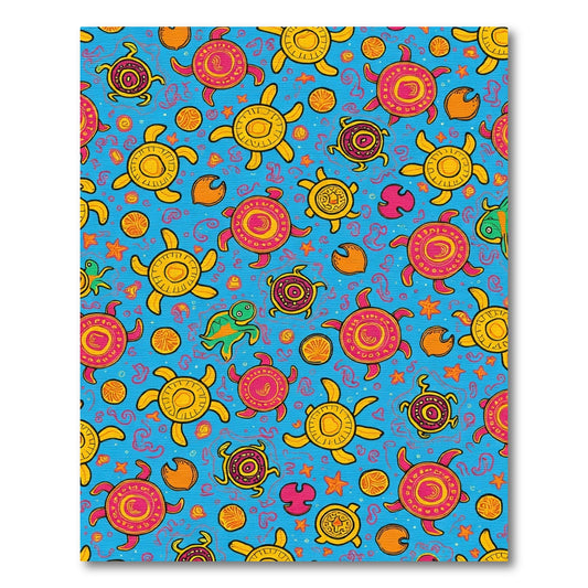 Bright Yellow Pink Turtle Theme Rug