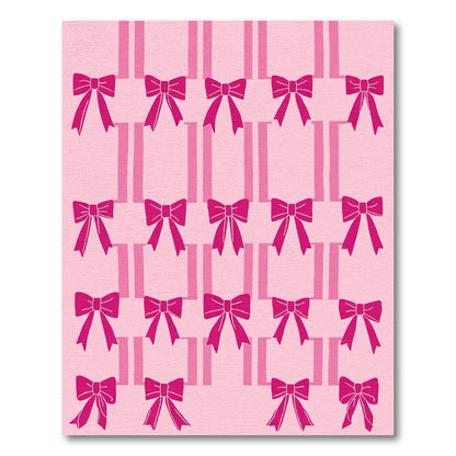 Fuchsia Bow Grid Pink Rug