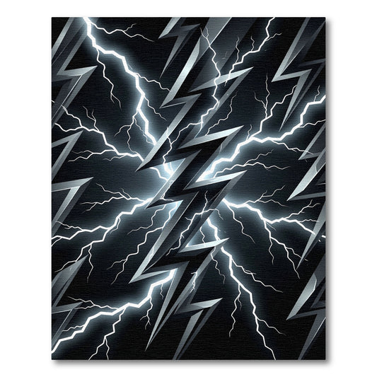 Electric White Lightning Bolt Burst Rug