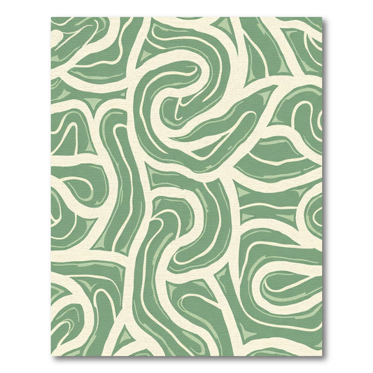 Sage Green Abstract Swirls Rug