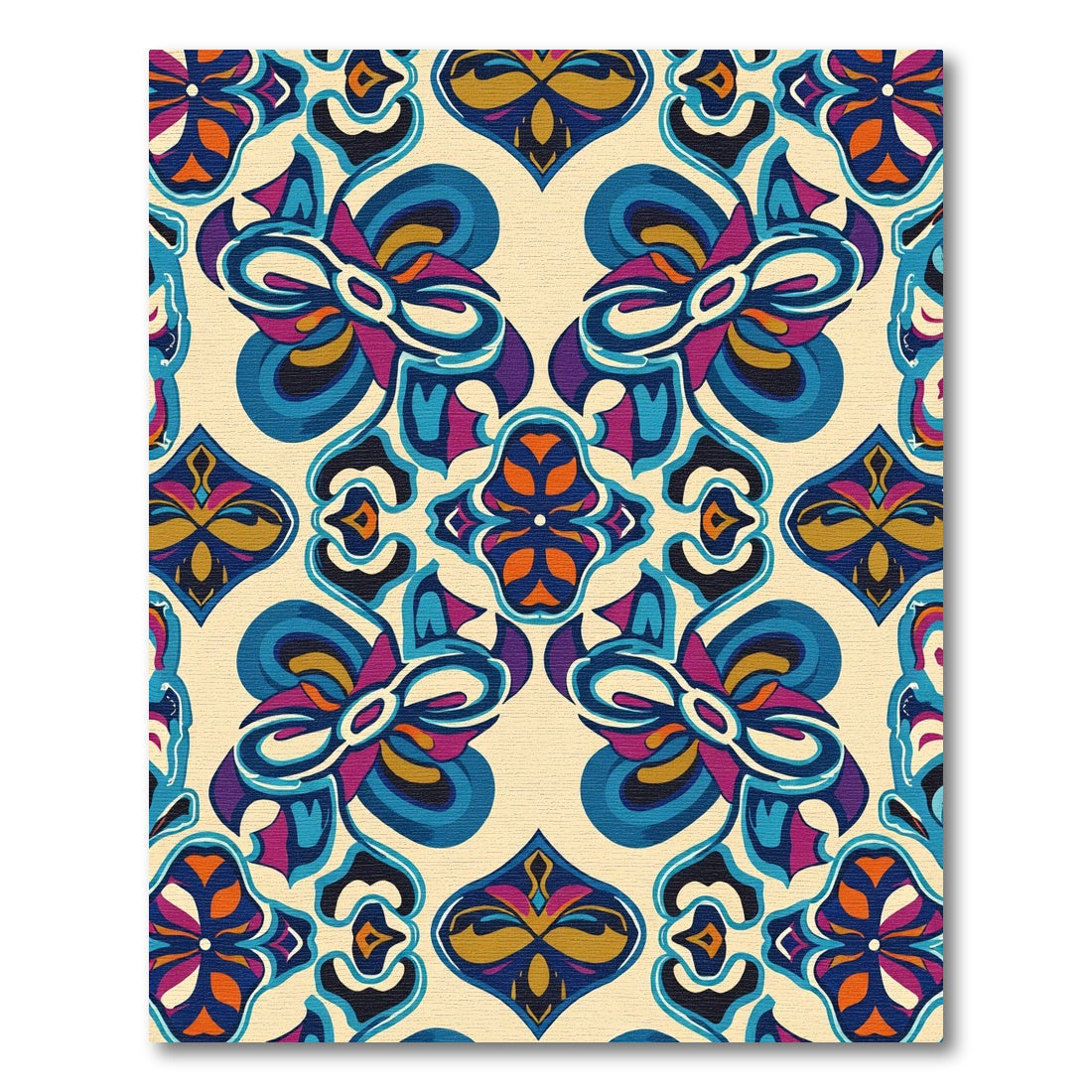 Bold Blue Purple Floral Swirl Rug