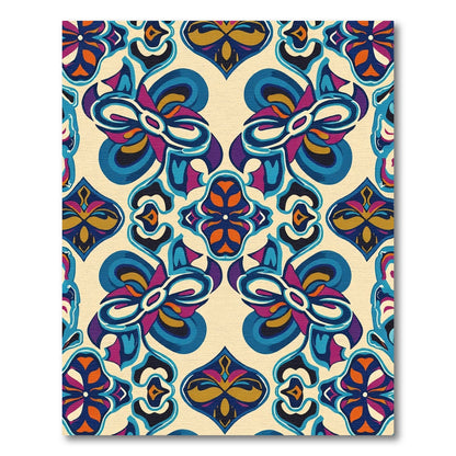 Bold Blue Purple Floral Swirl Rug