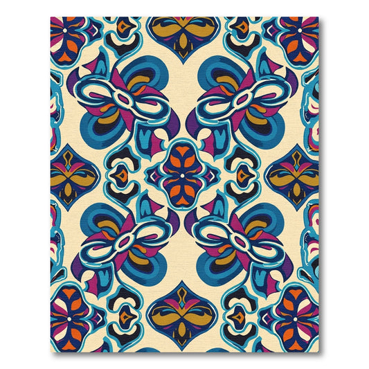 Bold Blue Purple Floral Swirl Rug