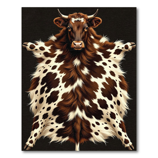 Brown and White Spotted Highland Cow Rug