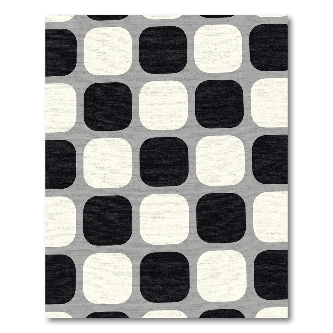 Modern Black White Rounded Squares Rug