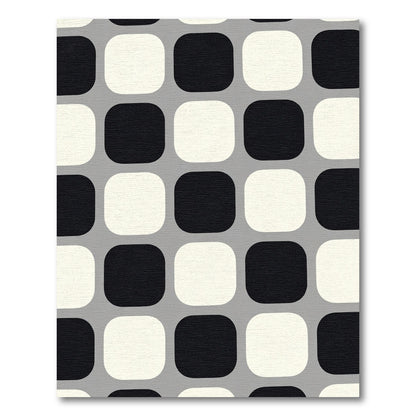 Modern Black White Rounded Squares Rug