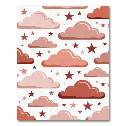 Blush Pink Clouds with Terracotta Stars Rug