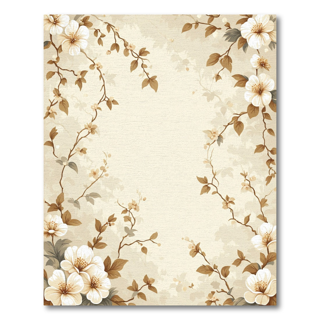 Cream Elegant Floral Branch Arrangement Rug