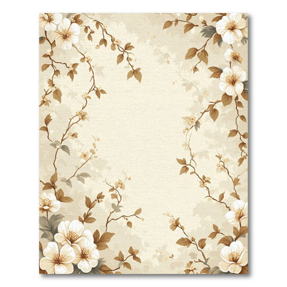 Cream Elegant Floral Branch Arrangement Rug