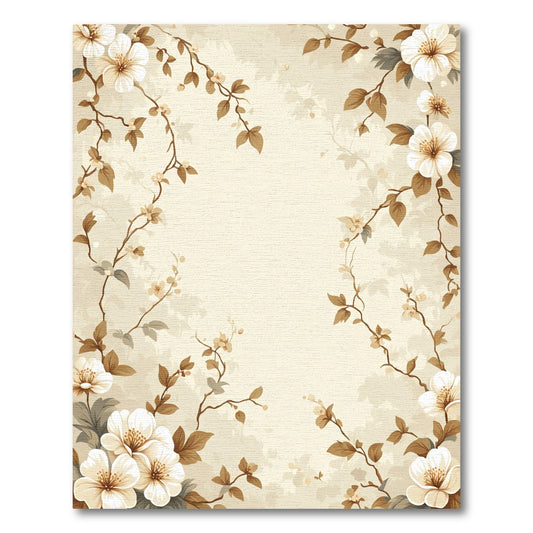 Cream Elegant Floral Branch Arrangement Rug