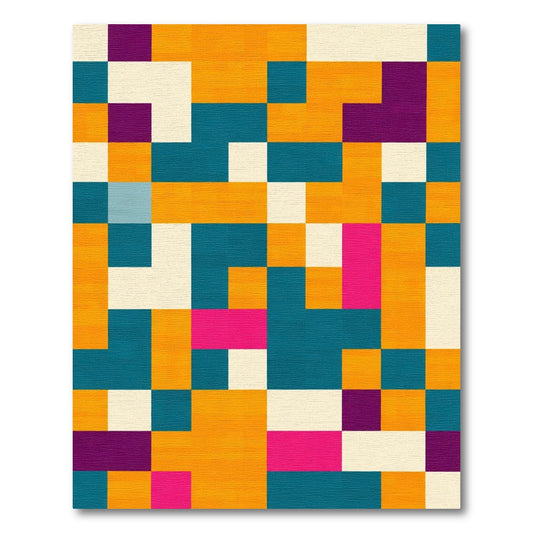 Geometric Blocks Bright Color Rug