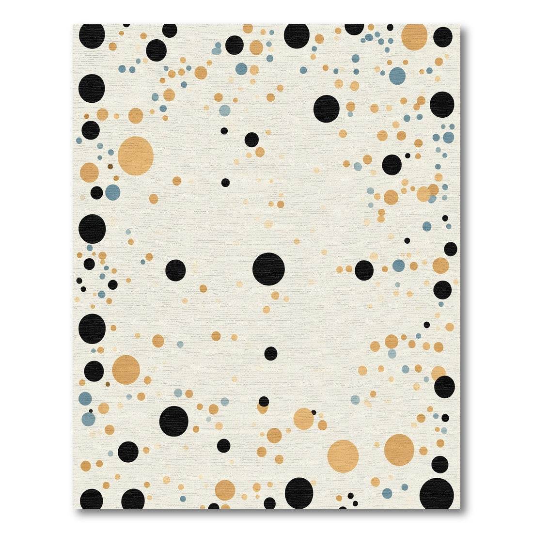 Black Gold Blue Scattered Circles Rug