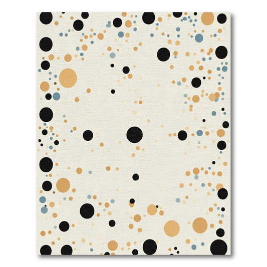 Black Gold Blue Scattered Circles Rug