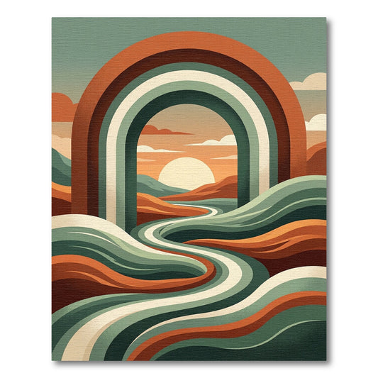 Sunset Arch Abstract Earthy Wave Rug
