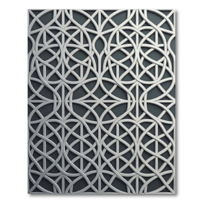 Sophisticated Silver Interlocking Geometric Lattice Rug