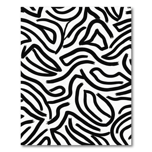 Monochrome Abstract Fluid Lines Rug