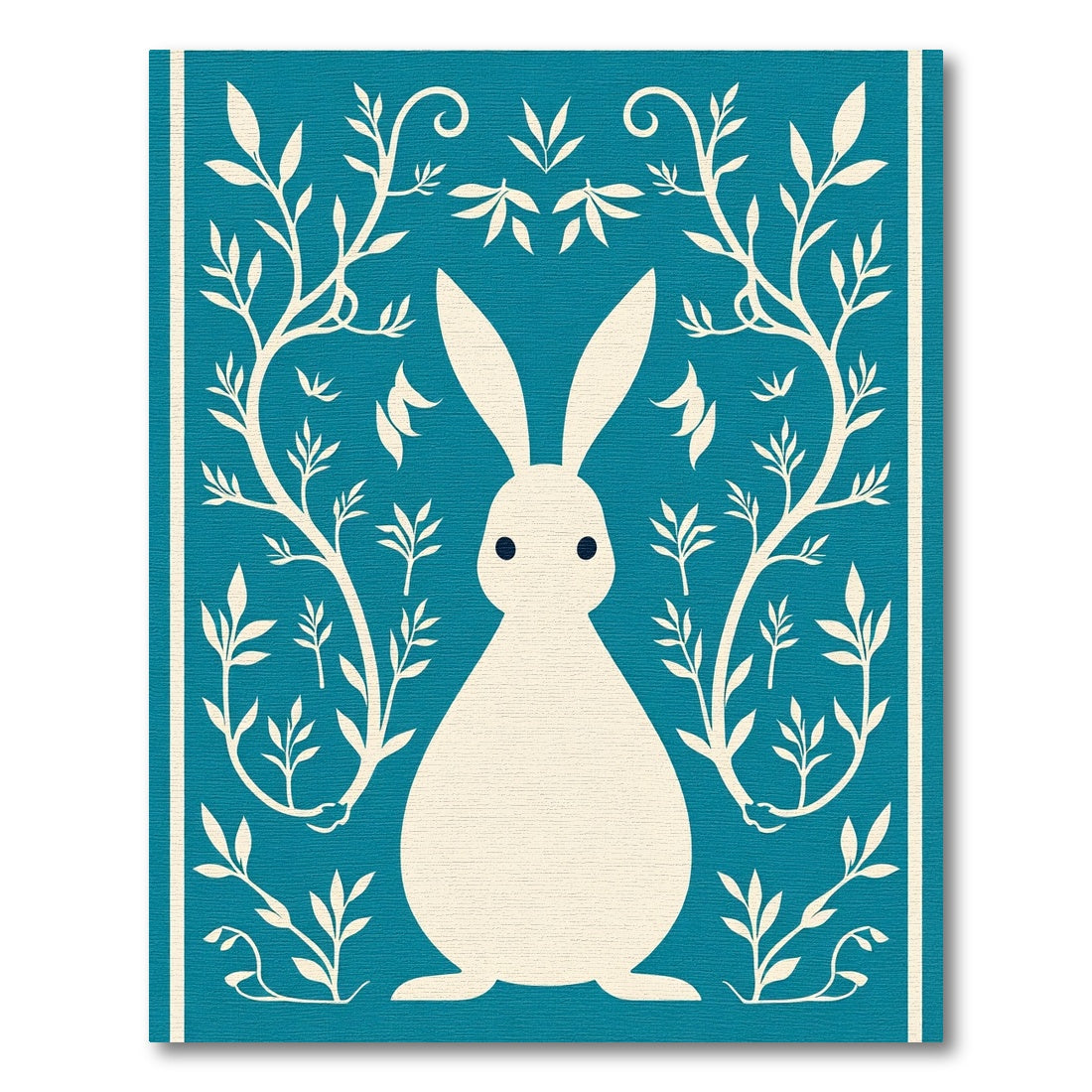 Cream Rabbit Floral Vine Medallion Rug