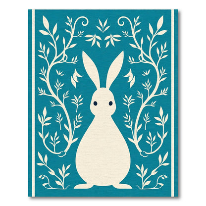 Cream Rabbit Floral Vine Medallion Rug