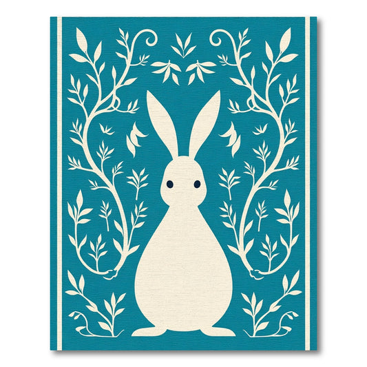 Cream Rabbit Floral Vine Medallion Rug