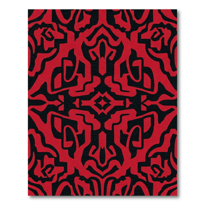 Bold Red Abstract Symmetry Rug