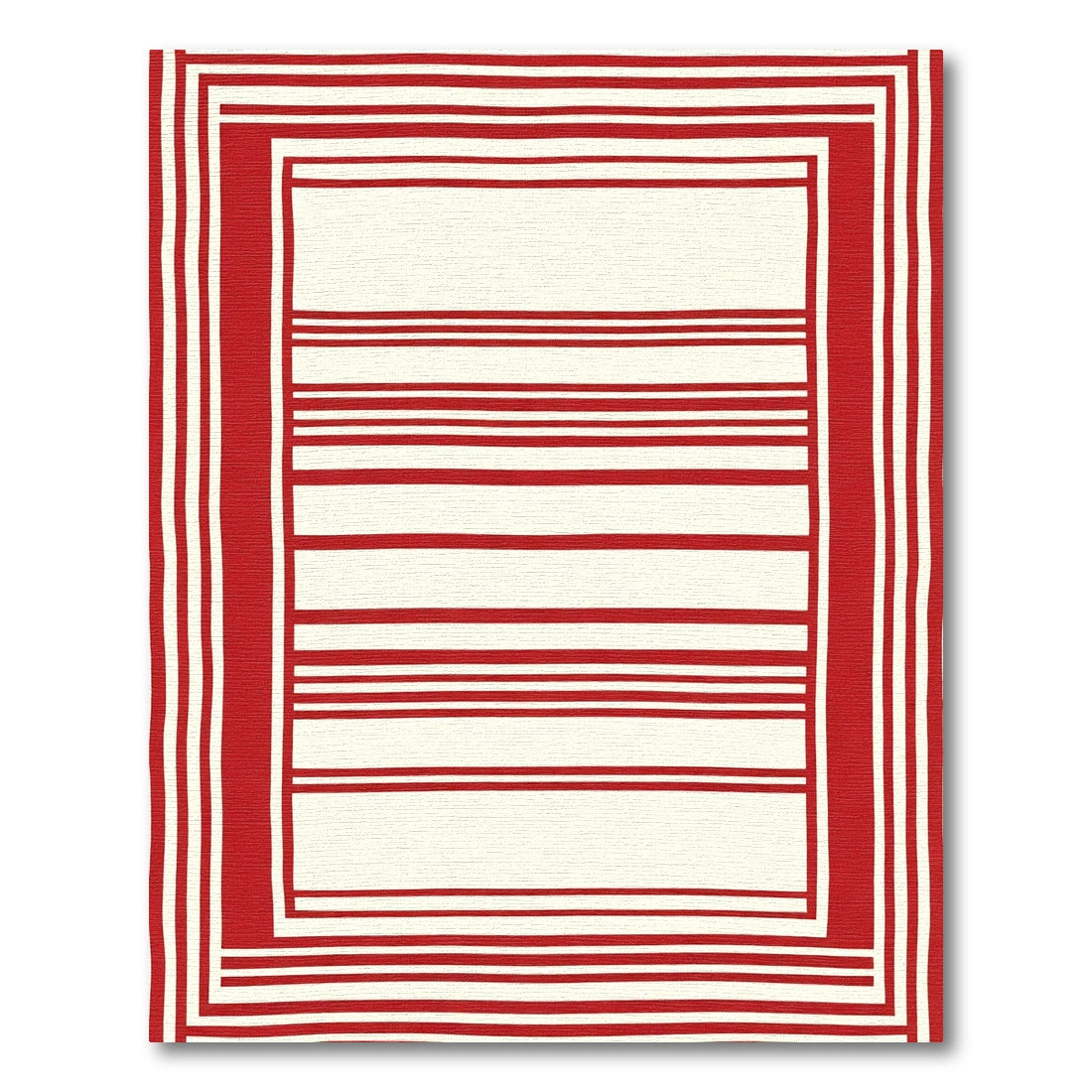 Bold Red Bordered Striped Rug
