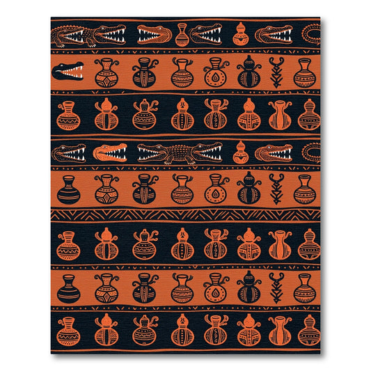Terracotta Reptile Clay Vessel Mosaic Rug