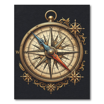 Antique Gold Nautical Compass Medallion Rug