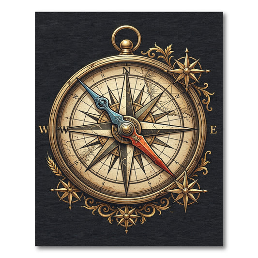 Antique Gold Nautical Compass Medallion Rug