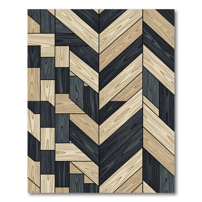 Wood Grain Chevron Geometric Composition Rug