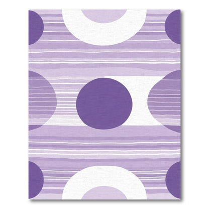 Bold Plum Circles Striped Abstract Rug