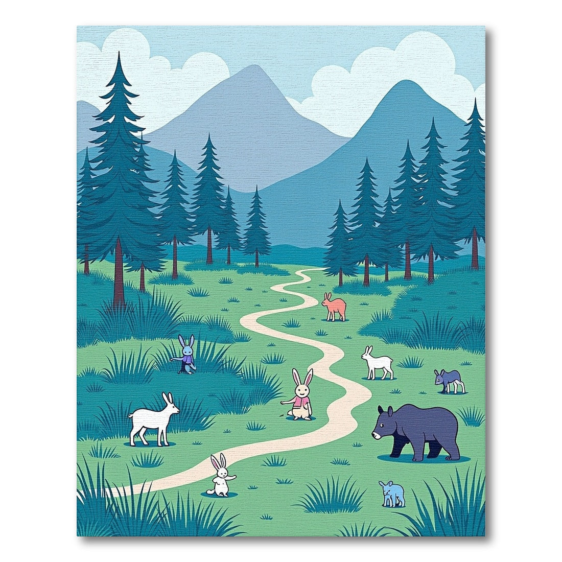 Woodland Animals Winding Path Wonder Rug